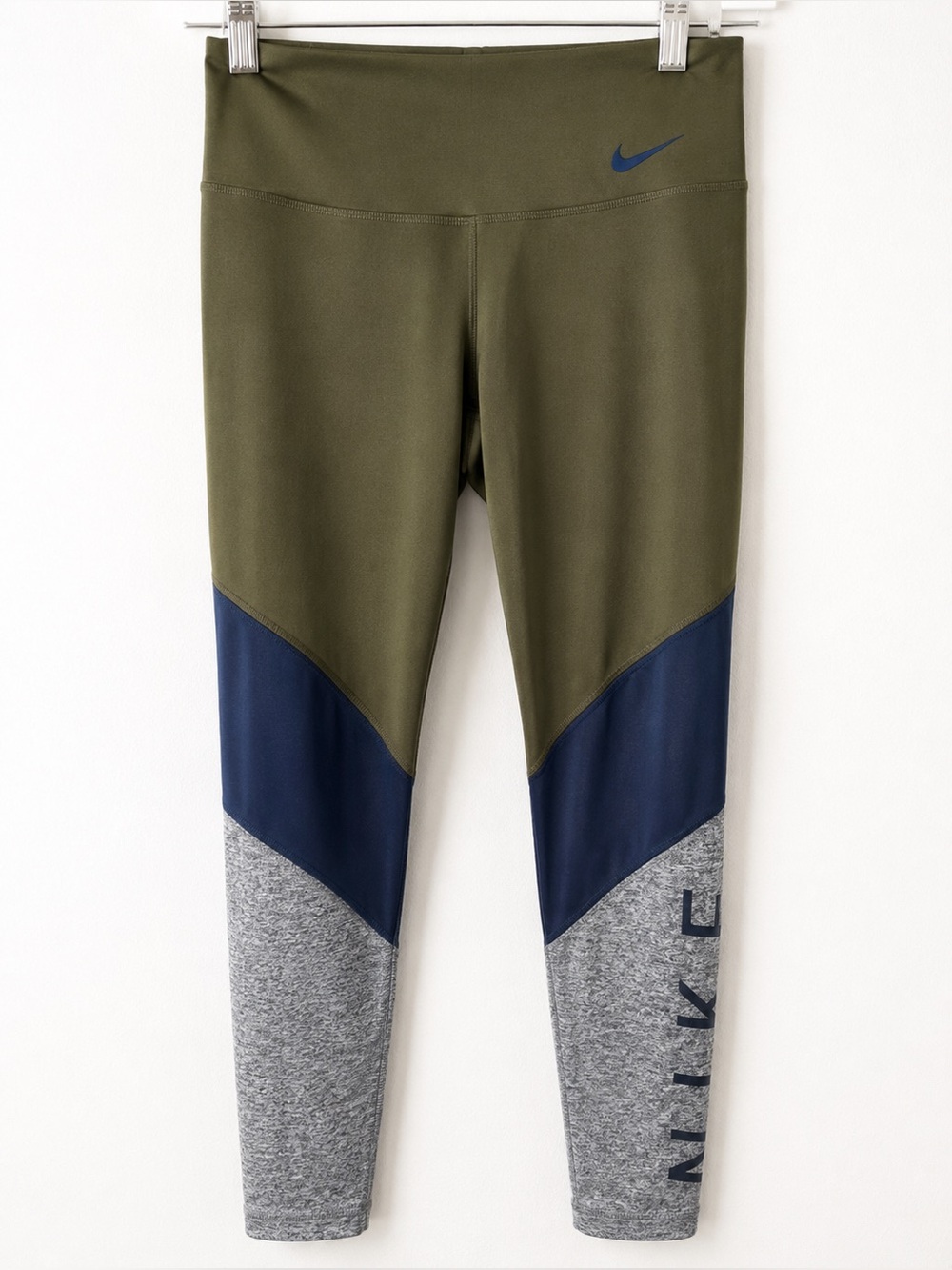 Nike Dri-FIT Colorblock Mesh Panel Leggings Black Gray Small 7/8 Athletic